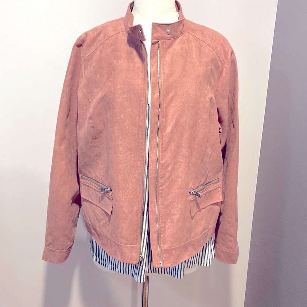 APT. 9 faux suede jacket, blush sz. XL NWOT